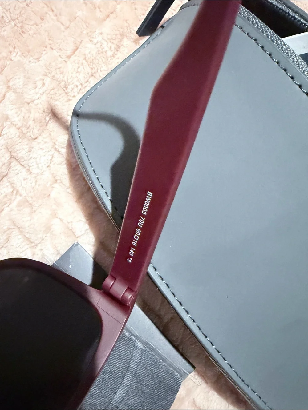 BMW Sunglasses Matte Bordeaux Burgundy Rectangular BW0003 - RARE Discontinued